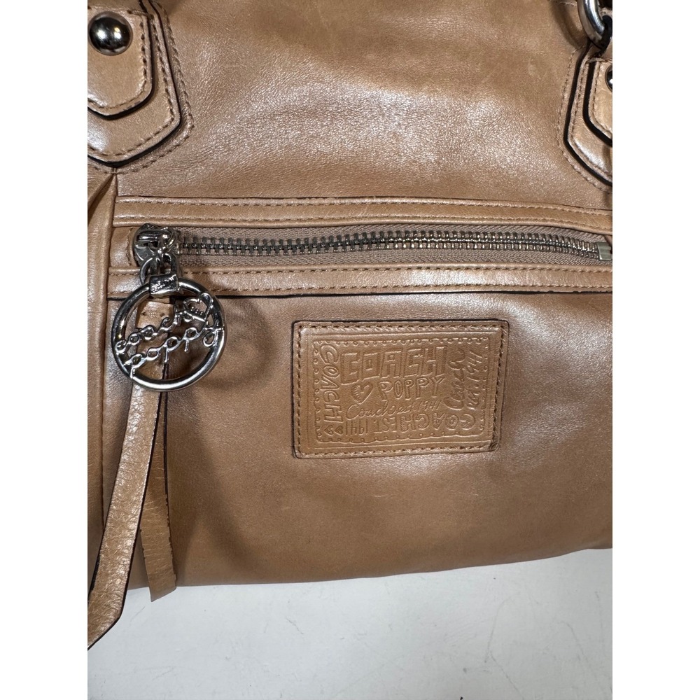 Coach Poppy Leather Rocker Satchel Legacy Lining Metallic Tan Leather 16285 - Picture 4 of 8